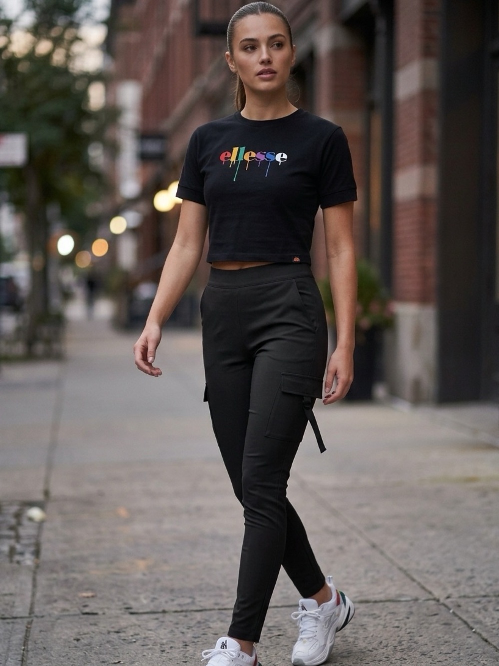 Ellesse Romantica Cropped Paint Drip Logo Tee NWT